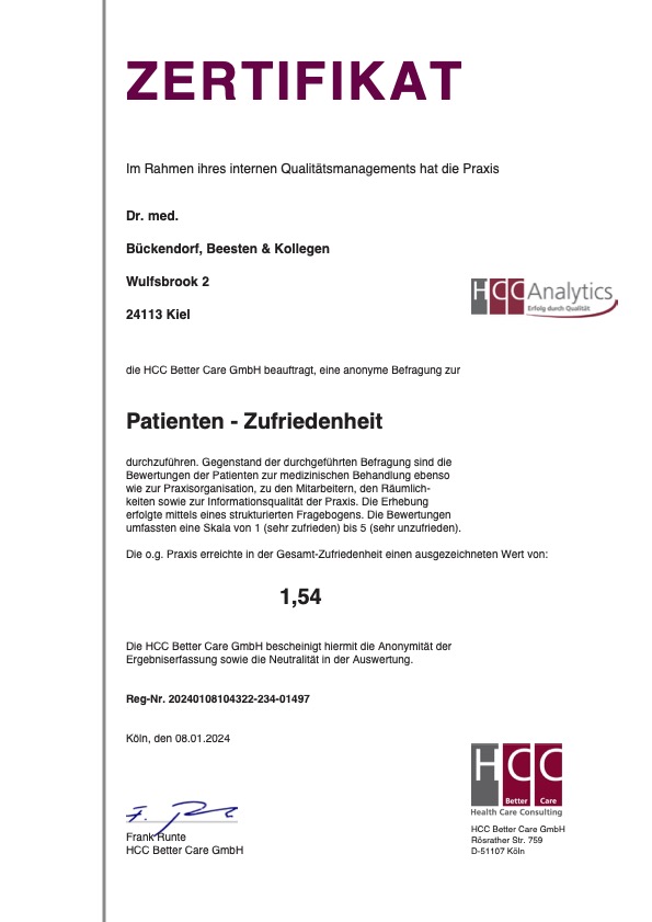 Patientenbefragung 2023 Praxis Dr. Bückendorf, Beesten & Kollegen